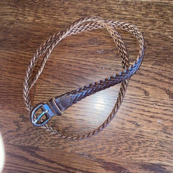 Vintage brown woven leather belt made in Argentina - Picture 4 of 7